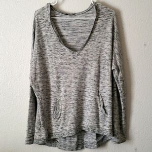 Express One Eleven Space Dyed V-neck Hoodie Size L